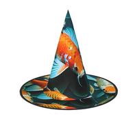 Yyoretp HD Koi Fish Print Halloween Costume Witch Hat Adults carnival Cosplay party Costume Accessories