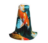 Yyoretp HD Koi Fish Print Hooded Cloak Long Cape for Kids with Carnival Halloween Cosplay Fancy Costume