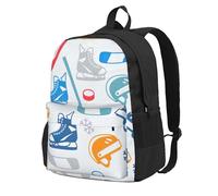 Yyoretp Hockey Elements Creative Patterned Print Casual Backpack for Women and Men,Large Capacity Travel Work Computer Backpacks