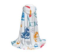 Yyoretp Hockey Elements Creative Patterned Print Hooded Cloak Long Cape for Kids with Carnival Halloween Cosplay Fancy Costume