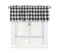 Yyoretp Houndstooth Black Print Valance Curtains for Windows Kitchen Living Room with Light Filtering,137 x 46 cm