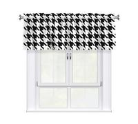 Yyoretp Houndstooth Black Print Valance Curtains for Windows Kitchen Living Room with Light Filtering,137 x 46 cm