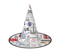 Yyoretp I Love London Print Halloween Costume Witch Hat Adults carnival Cosplay party Costume Accessories