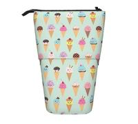 Yyoretp Ice Cream Cones Print Telescopic Pen Bag Pen Holder Pop Up Storage Case,Standing Portable Pen Case