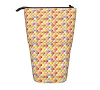 Yyoretp Ice Cream Print Telescopic Pen Bag Pen Holder Pop Up Storage Case,Standing Portable Pen Case