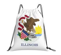Yyoretp Illinois State Flag Print Drawstring Backpack Sports Gym Beach Sack Dance Yoga Cinch Bag for Women Men