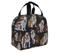 Yyoretp Insulated English Bulldogs Print bento Bag,Handheld Aluminum foil Thickened Water Resistant Lunch Bag