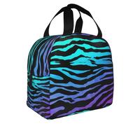 Yyoretp Insulated Purple Blue Green Camouflage Zebra Stripes Print bento Bag,Handheld Aluminum foil Thickened Water Resistant Lunch Bag