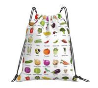 Yyoretp Introduction of various vegetables Print Drawstring Backpack Sports Gym Beach Sack Dance Yoga Cinch Bag for Women Men