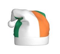 Yyoretp Irish flag Print Christmas Hat for Adult Santa Hat Unisex Velvet Holiday Xmas Hat for Festive Party