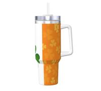 Yyoretp Irish Flag Print Ice Bully Cup with Handle Straw Lid Straw,Stainless Steel Tumbler Coffee Cup,40 OZ