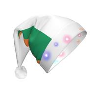 Yyoretp Irish flag Print LED Christmas Hats,Light Up Xmas Hat Adult,Santa Hat For New Year Festive Party
