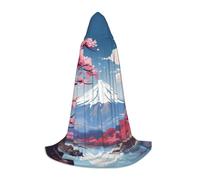 Yyoretp Japan Mount Fuji Landscape Print Hooded Cape Long Cloak for Kids with Carnival Halloween Cosplay Fancy Costume
