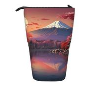 Yyoretp Japan Mount Fuji Landscape Print Telescopic Pen Bag Pen Holder Pop Up Storage Case,Standing Portable Pen Case