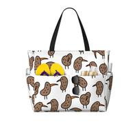Yyoretp Kiwi Birds Cute Print Large Beach Bag for Women Waterproof Sandproof Beach Tote Bags Foldable Pool Bag