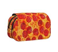 Yyoretp Large Capacity 3D Pizza Pepperoni Print Pencil Case Organizer Makeup Office Pouch Multifunctional Storage Bag
