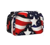 Yyoretp Large Capacity American Flag Stars Stripes Print Pencil Case Organizer Makeup Office Pouch Multifunctional Storage Bag