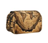 Yyoretp Large Capacity Ancient Map World Globe Print Pencil Case Organizer Makeup Office Pouch Multifunctional Storage Bag