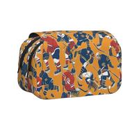 Yyoretp Large Capacity Hockey Print Pencil Case Organizer Makeup Office Pouch Multifunctional Storage Bag