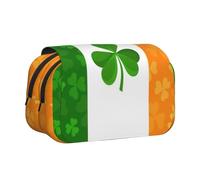Yyoretp Large Capacity Irish Flag Print Pencil Case Organizer Makeup Office Pouch Multifunctional Storage Bag