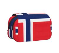 Yyoretp Large Capacity Norwegian Flag Print Pencil Case Organizer Makeup Office Pouch Multifunctional Storage Bag