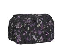 Yyoretp Large Capacity Purple Black Goth Spooky Print Pencil Case Organizer Makeup Office Pouch Multifunctional Storage Bag