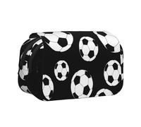 Yyoretp Large Capacity Soccer Black Print Pencil Case Organizer Makeup Office Pouch Multifunctional Storage Bag