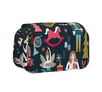 Yyoretp Large Capacity Women_s Nutcracker Ballet Xmas Dance Print Pencil Case Organizer Makeup Office Pouch Multifunctional Storage Bag