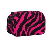 Yyoretp Large Capacity Zebra Tiger Leopard Pink Print Pencil Case Organizer Makeup Office Pouch Multifunctional Storage Bag