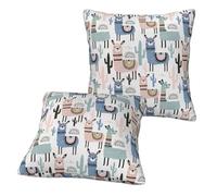 Yyoretp Llama Alpaca Cactus Print Decorative Throw Pillow Covers Square Sofa Cushion Cases for Bed Car Couch,Set of 2