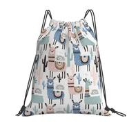 Yyoretp Llama Alpaca Cactus Print Drawstring Backpack Sports Gym Beach Sack Dance Yoga Cinch Bag for Women Men