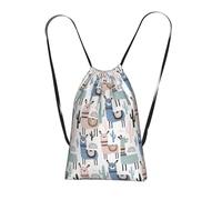Yyoretp Llama Alpaca Cactus Print Drawstring Backpack,String Backpack Storage bag for Sport Beach Swim Gym Traveling.