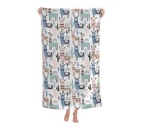 Yyoretp Llama Alpaca Cactus Print Microfiber Lightweight Beach Towel Super Absorbent Soft Plush Pool Bath Towel