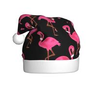 Yyoretp Lovely Pink Flamingos Print Christmas Hat for Adult Santa Hat Unisex Velvet Holiday Xmas Hat for Festive Party