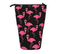 Yyoretp Lovely Pink Flamingos Print Telescopic Pen Bag Pen Holder Pop Up Storage Case,Standing Portable Pen Case