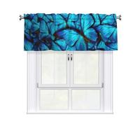 Yyoretp Many Blue butterfly Print Valance Curtains for Windows Kitchen Living Room with Light Filtering,137 x 46 cm