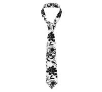 Yyoretp Mens Black and White Flowers Print Necktie silk tie cufflinks for work official business Formal wedding.