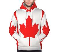 Yyoretp Mens Canadian flag Print Pullover Hoodie Drawstring Long Sleeve Hooded Sweatshirt with Kangaroo Pocket Black