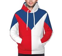 Yyoretp Mens Flag of the Czech Republic Print Pullover Hoodie Drawstring Long Sleeve Hooded Sweatshirt with Kangaroo Pocket Black