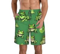 Yyoretp Men's Funny Green Frogs Print Casual Hawaiian Beach Shorts,Quick Drying Shorts Swim Trunks with Pockets
