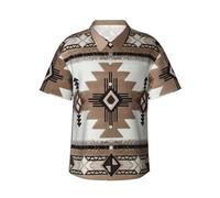 Yyoretp Men's Native American Print Shirts Short Sleeve Casual Button Down Shirt Summer Hawaiian Beach Shirt Black