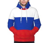 Yyoretp Mens Russian Flag Print Pullover Hoodie Drawstring Long Sleeve Hooded Sweatshirt with Kangaroo Pocket Black