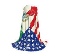 Yyoretp Mexican American Flag Print Hooded Cloak For youngsters with Halloween Christmas Cosplay Hooded Cape Costume