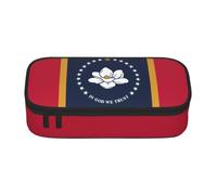 Yyoretp Mississippi State Flag Print Big Capacity Pencil Case Makeup Bag Storage Organizer Office Stationery Pouch
