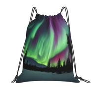 Yyoretp Northern Lights Painting Print Drawstring Backpack Sports Gym Beach Sack Dance Yoga Cinch Bag for Women Men