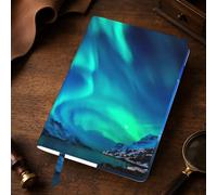 Yyoretp Northern Lights Print A5 Leather journal cover,Refillable Genuine Leather Journal Notebook Covers