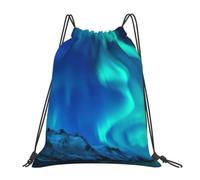 Yyoretp Northern Lights Print Drawstring Backpack Sports Gym Beach Sack Dance Yoga Cinch Bag for Women Men