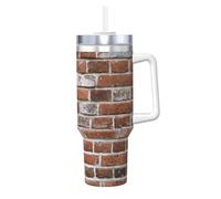 Yyoretp Old Brick Wall Print Ice Bully Cup with Handle Straw Lid Straw,Stainless Steel Tumbler Coffee Cup,40 OZ