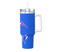 Yyoretp Orca Killer Whale Print Ice Bully Cup with Handle Straw Lid Straw,Stainless Steel Tumbler Coffee Cup,40 OZ