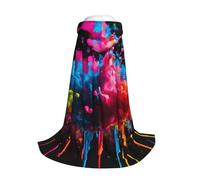 Yyoretp Paint Splatter Backdrop Print Hooded Cloak Long Cape for Kids with Carnival Halloween Cosplay Fancy Costume